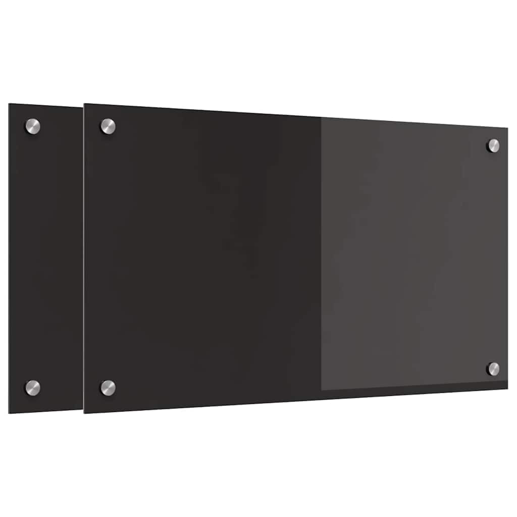 Solivagant Küchenrückwand 2 pcs Schwarz 70 x 40 cm Gehärtetes Glas, Küche Esszimmer,Küchenhelfer -utensilien, 12.6 kg-3415542