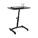 Seville Classics 23.6" Solid-Top Height Adjustable Mobile Laptop Desk Cart (20.5" to 33" H) Ergonomic Table, Walnut