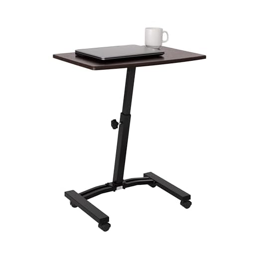 Seville Classics WEB162 Mobile Laptop Computer Desk Cart Height-Adjustable from 20.5" to 33", Slim, Walnut