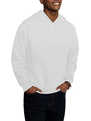 Fruit of the Loom Men's Eversoft Fleece Sweatshirts & Hoodies, Pullover-White, Small