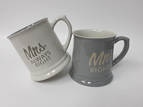 Mrs Always Right Mr Right Mugs Shot Glass Combo Gifts For Couples - Marriage Or Wedding Anniversary Present Gift Set Of 4 For Him & Her, Couple Mugs For Bride And Groom, Husband & Wife Gifts #TOP6