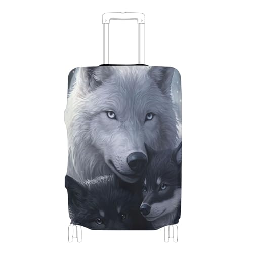 Joisal Suitcase Covers Luggage Protector Cute Protection Special Travel Essentials for Women Wolf Mom, M, Fits 22-24 Inch Case - Main Image