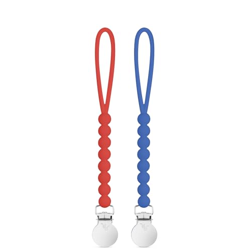 Image of Ryan & Rose Cutie Clip 2 Pack - Pacifier Clip Holder Silicone (Judy-Flame /Judy-Royal)