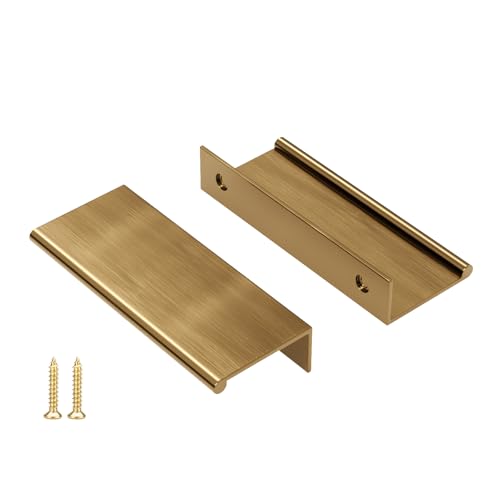 Peaha 10 Pack Kitchen Cabinet Handles 3 inch Champagne Bronze Pulls for Dresser Drawers Door Edge Finger Pull Hardware