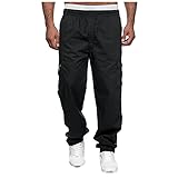 Banbry Cargohose Herren Baggy Herrenunterhosen Cargo Jeans Herren Sporthosen Männer Outdoor Hosen Herren Trekkinghose Herren Zip Off Herren Cargohose Glitzer Hose Cargo(Schwarz,XL)