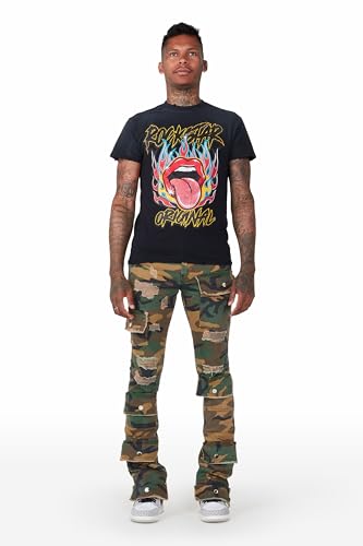 Men's Glenn Camo Green Stacked Flare Jean in2