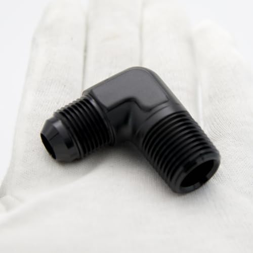 Codo de aluminio negro AN8 macho a 1/2 NPT para combustible 7