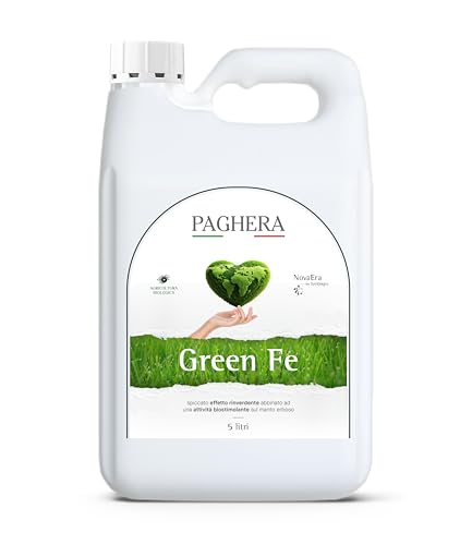 PAGHERA NOVAERA BY SYMBIAGRO GREEN FE 5L, Concime per Prato Liquido con Ferro e Alghe Brune, Azione Biostimolante, Rinverdente, Anti-Muschio, per Agricoltura Biologica, Made in Italy