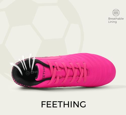 Women Soccer Cleats Firm Ground Lace-Up Youth Soccer Shoes Light-Weight Outdoor Training Football Sneakers Big Kid2