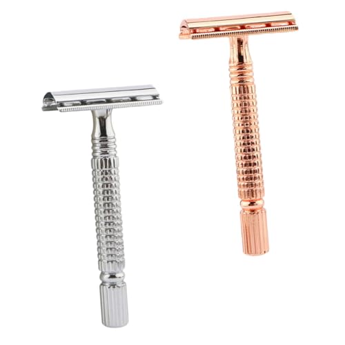 VICASKY Manual Shaver Kit 2 Pieces Beard Razor Double Edge Razor Blades Wet Shaving Tool Sealed Cutter Head Comfortable Grip