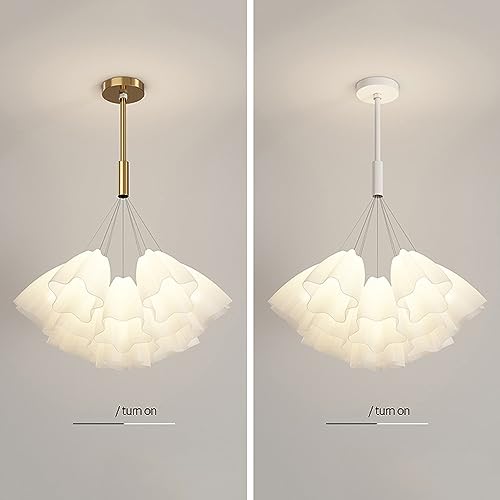 Éclairage LED chic et moderne à suspension fleurie dorée pour salon - 6