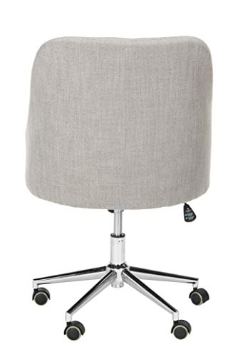 Safavieh Home Evelynn Grey Linen and Chrome Leg Tufted Swivel Office Chair - Image 6