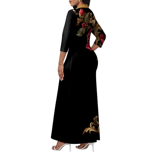 Image of PinkPatty Women's Casual 3 /4 Sleeve Polo V Neck Bodycon Maxi Dress