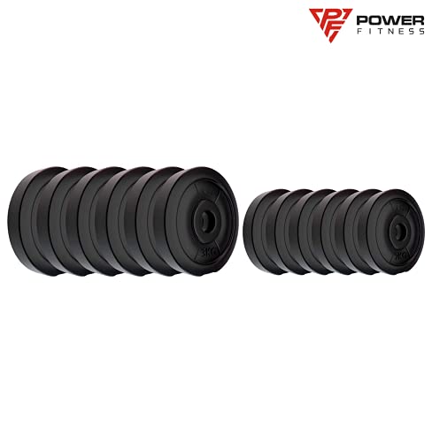 Image of POWER FITNESS 20-50 kg Plastic Home Gym Combo with 3 FIT CURL Rod 3 FIT sated Rod, Multicolour (40 kg Home Gym Set)
