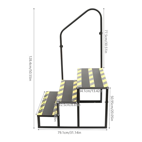 Escalera de 3 peldaños con pasamanos 450 lb acero miniatura 2