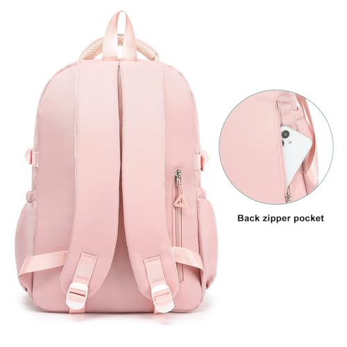 Image of Kids High Middle School Backpack for Girls 5-12 Kawaii Travel Aesthetic Bookbag,Pink