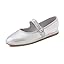 Silver Vegan Leather Mary Jane With Round Buckle