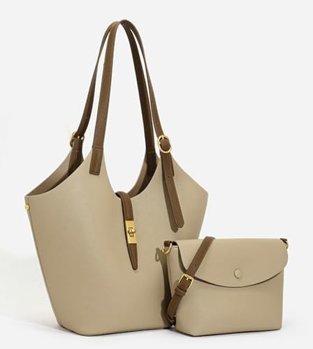 Soft Vegan Leather Bucket Tote Bags for Women Large Shoulder Crossbody Purse Working Handbags Ladies Satchels 2pcs4