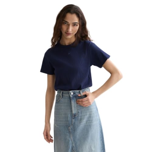 Scotch & Soda Rib T-Shirt Camiseta, Peacoat V456, XL Mujeres
