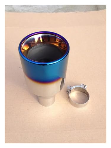 YSQOJF Terminale Scarico Auto 1 Pz Universale in Acciaio Inossidabile Vernice Blu Punta Silenziatore Coda Tubo Scarico Rotondo Posteriore per Tubi di Punta Dell'auto Coda Gola(70MM IN-114MM out)