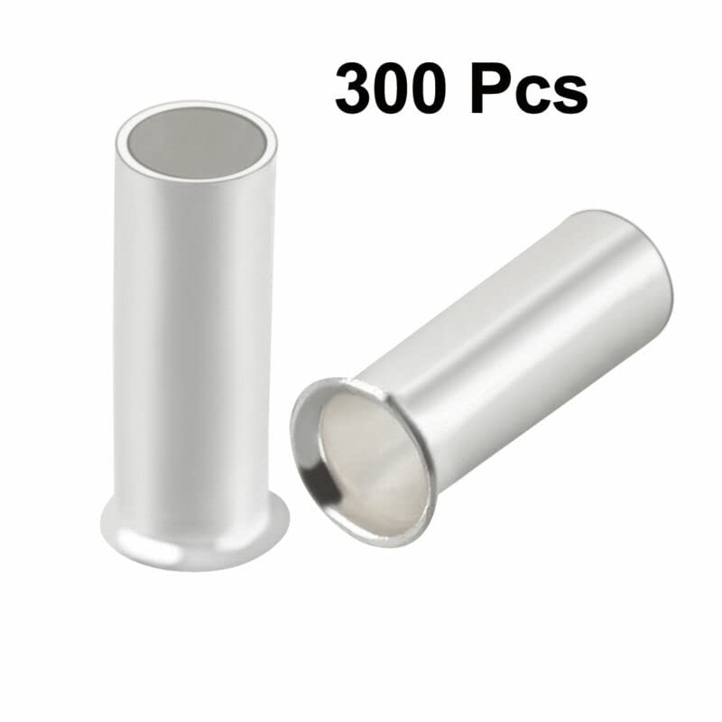 Tool parts 300Pcs EN2508 Tin Plating Non-Insulated Wire Ferrule Terminal Copper Connector