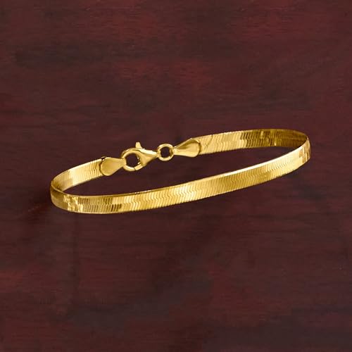 Ross-Simons Italian 4mm 18kt Gold Over Sterling Herringbone Bracelet3