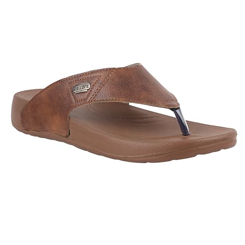 Image of WELCOME Soft Men's Slippers with Cushion FootBed for Adult | Comfortable & Light Weight | Stylish & Anti-Skid | Waterproof & Regular Flip Flops for Gents /Boys