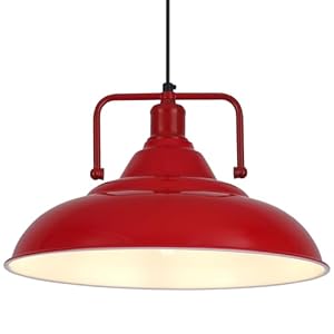 Red Pendant Light 157 Inch 1 LightLarge Pendant Light Kitchen IslandIndustrial Pendant Light with Metal HandleFarmhouse Pendant Light for Dining Room Entryway Barn