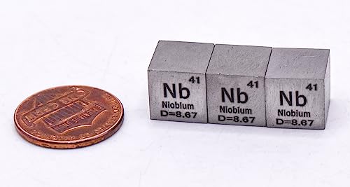 Image of 0.39 inch 10mm Niobium Metal Cube Nb up to 99.9% Pure Periodic Table Element Engraved Density Collection Science Education Display Block Cube + Acrylic Case Box - 1PC