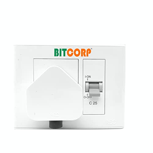 Image of BITCORP 16A Heavy Duty Power Extension Board with Multi Socket, 5000W, 1 Meter 4.0mm Electric Cord for AC, Refrigerator, EV Charger, Washing Machine, Geyser