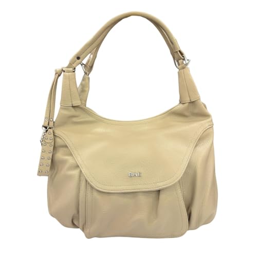 Image of BAE Women's Premium Faux Leather Hobo Fixed Shoulder Strap Bag | Stylish Multi-Pocket Handbag with Decorative Studded Charm | Large Capacity Tote for Office, Travel & Casual Use