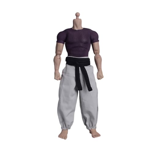 Vêtements homme 1/12 t-shirt violet élastique pour figurine militaire 6 pouces