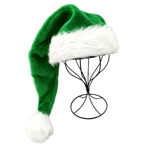 LKQBBSZ Black Christmas Santa Hat 29.5 Inch Plush Christmas Santa Claus Xmas Long-tail Cap Hat (Green)