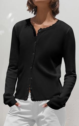 PRETTYGARDEN Womens Cardigan Sweaters 2025 Lightweight Long Sleeve Button Down Ribbed Knit Fall Sweater Fashion Outfits2