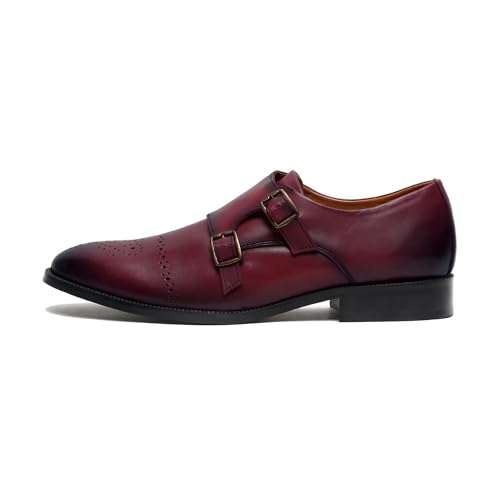 Image of LOUIS STITCH Formal Shoes for Men | Italian Leather Double Monk Strap Handcrafted Shoes | Stylish Lace-Up Business, Formal, Shoes (LSEUWEDMRW)