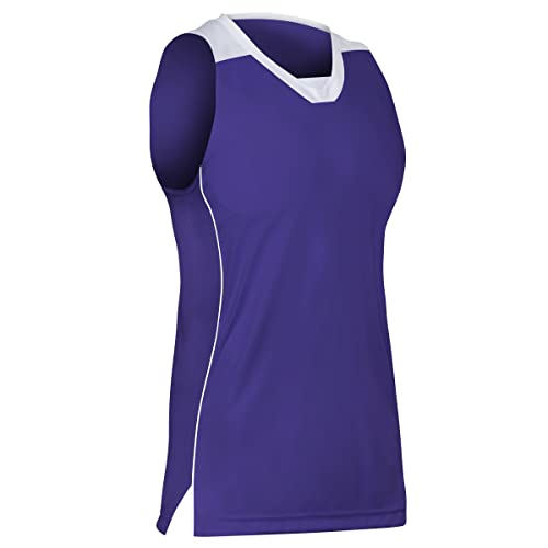 Prime Basketball Jersey, Girl's Large, Purple with White Trim