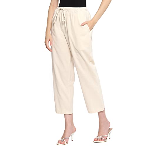Image of BIBA Women Rayon Regular Solid Pants