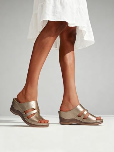 Image of SHIBEVER Wedge Sandals for Women Dressy: Comfortable Slip On Summer Sandal