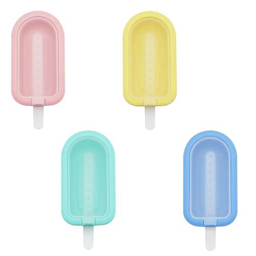 4 Reusable Silicone Ice Lolly Moulds with Sticks – Easy to Use, Safe, and Durable for Homemade Ice Cream Popsicles, Freezer Safe