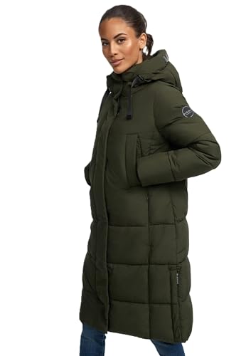 MARIKOO Damen Winterjacke (S-3XL) - Steppjacke, lang geschnitten, seitliche...