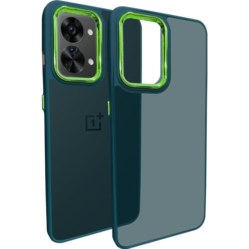 Image of A rtistque Frosted Translucent Back Cover Case for Oneplus Nord 2T 5G | Electroplated Chrome Ring | Raised Camera Edges for Protection | Smooth Sides TPU - Green