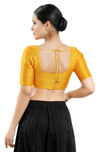 Image of Vamas Women's Silk Padded Self Design Half Sleeve Readymade Saree Blouse (X-766.N)