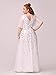 Ever-Pretty Women's Plus Size Sequin Embroidered Formal Evening Gown V-Neck Sheer Short Sleeve A-Line Mother of Biride Dress White US16