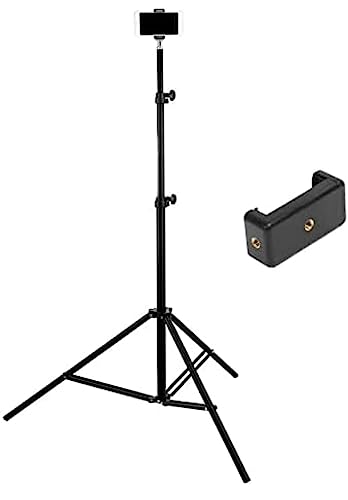 MGS Lightweight & Portable Portable 7 Feet (84 Inch) Long Tripod Stand with Adjustable Mobile Clip Holder for All Mobiles & Cameras (Black)
