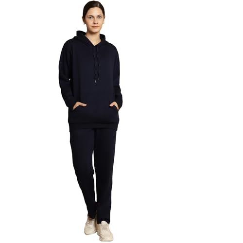 Image of Mack Jonney Solid Hooded Cotton Fleece tracksuit Co-Ord Set for Women-MACK32729