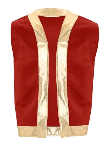 Jugaoge Mens Arabian Prince Vest Open Front Toad Waistcoat Cartoon Captain Fancy Dress Up