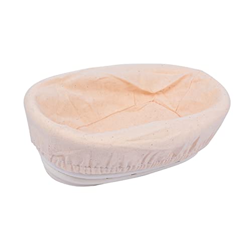 Cabilock 1 PC Rattan Bread Proofing Basket with Lining Oval Dough Bowl for Sourdough Artisan Bread Multi Use for Fruits Vegetables Easy to Clean