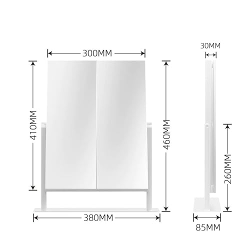 Espejo para maquillaje trifold LED con luz y base miniatura 3