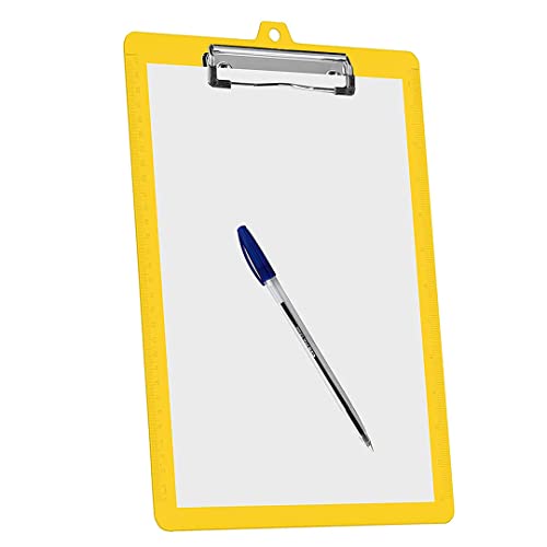 Acrimet Clipboard Letter Size A4 (13 3/8” X 9 7/16”) Low Profile Clip With Side Rulers (Plastic) (Yellow Color) (3 Pack) #TOP2