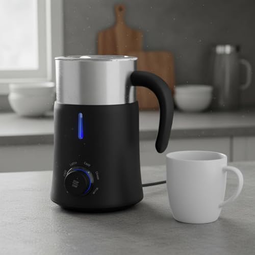 Image of ATORSE Quiet Electric Milk Frother ABS Body Hot and Cold Frother Single-Button Control Milk Foaming Machine Fast Frothing for Home Cafe, Coffee Shop, Us Plug